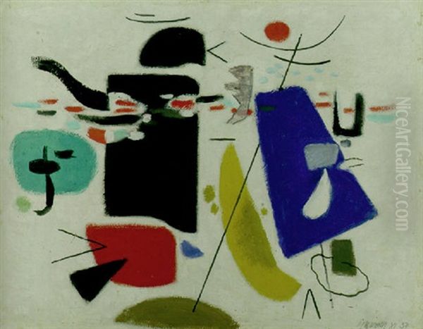 Beruhrung - Kleine Fassung Oil Painting by Willi Baumeister