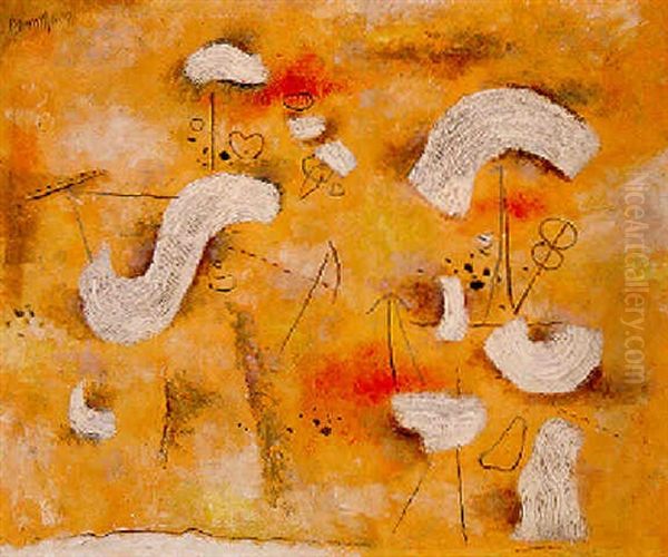 Sommerfest (weiss Auf Gelb) Oil Painting by Willi Baumeister