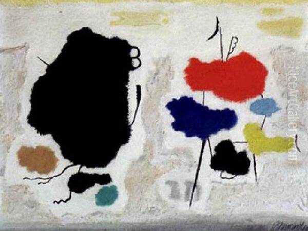 Schwarzer Fels, Methaphysisch Iii Oil Painting by Willi Baumeister