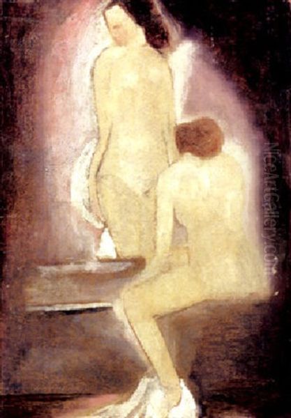 Zwei Weibliche Akte Oil Painting by Willi Baumeister