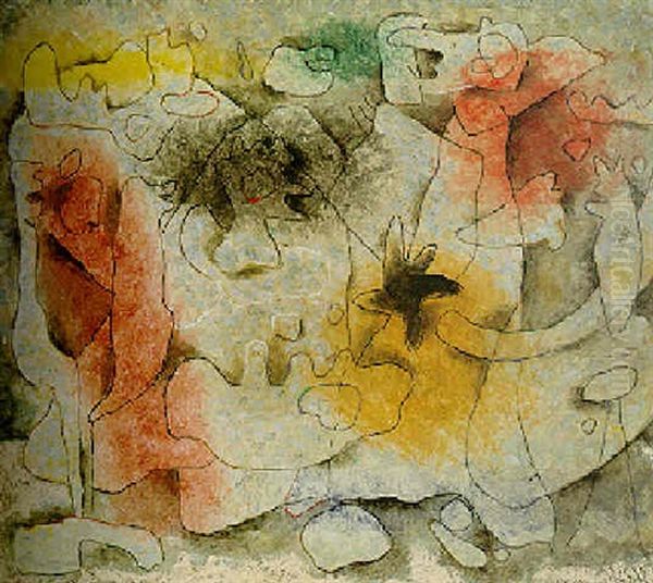 Gesprach V Oil Painting by Willi Baumeister