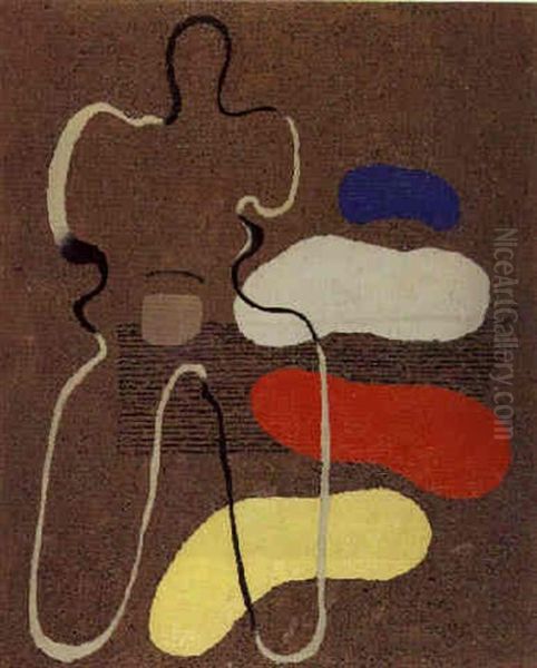 Figur Mit Farbigen Formen Oil Painting by Willi Baumeister