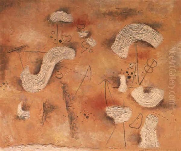 Sommerfest (weiss Auf Gelb) Oil Painting by Willi Baumeister