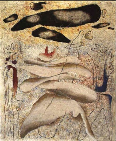 Schwarz Uber Weis (sterbender Schwan) Oil Painting by Willi Baumeister