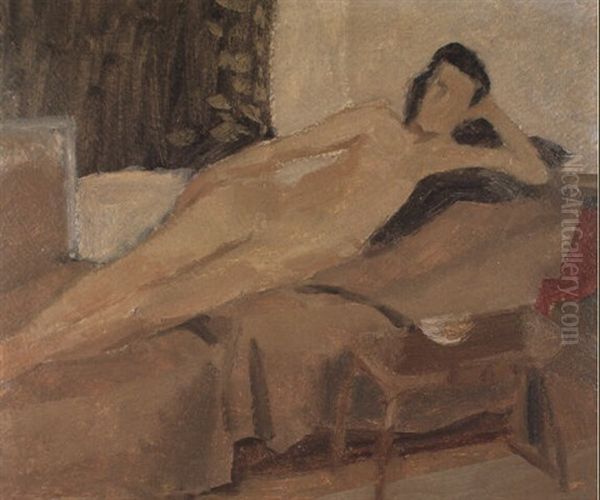 Interieur Mit Liegendem Wieblichen Akt Oil Painting by Willi Baumeister