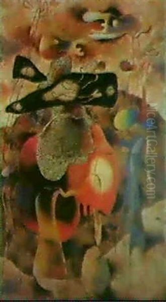 Rot-orange Oil Painting by Willi Baumeister