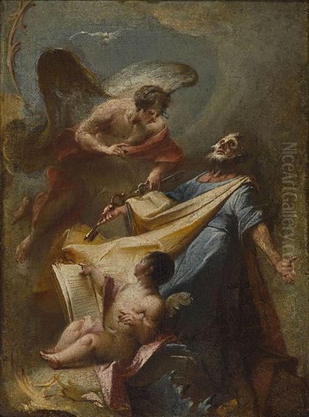 Hl. Petrus Mit Engeln Oil Painting by Johann Wolfgang Baumgartner