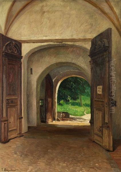 Blick Durch Einen Klostertorbogen Oil Painting by Fritz Bayerlein