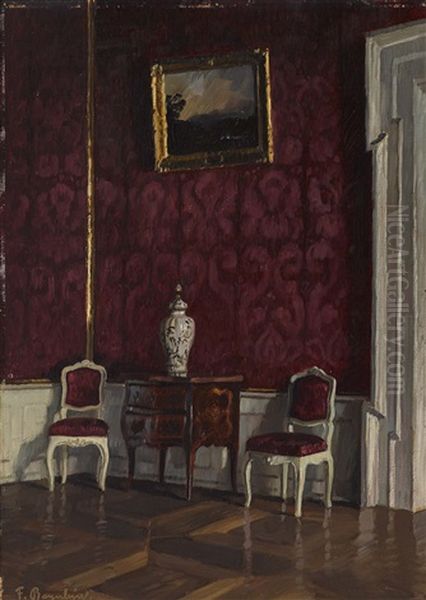 Rotes Zimmer (bamberger Residenz) Oil Painting by Fritz Bayerlein
