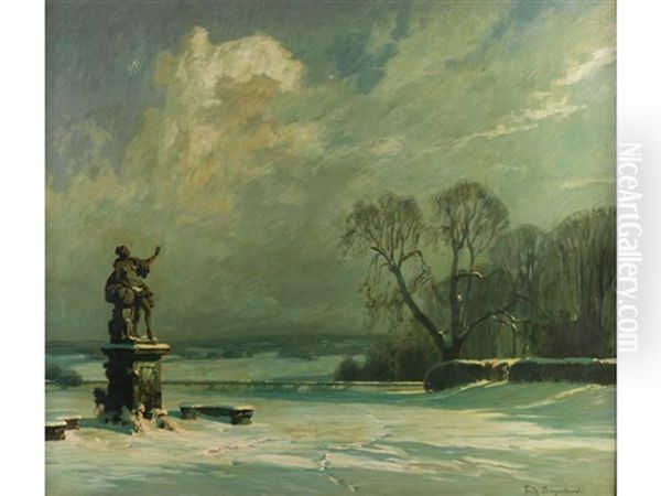 Verschneite Parklandschaft Oil Painting by Fritz Bayerlein