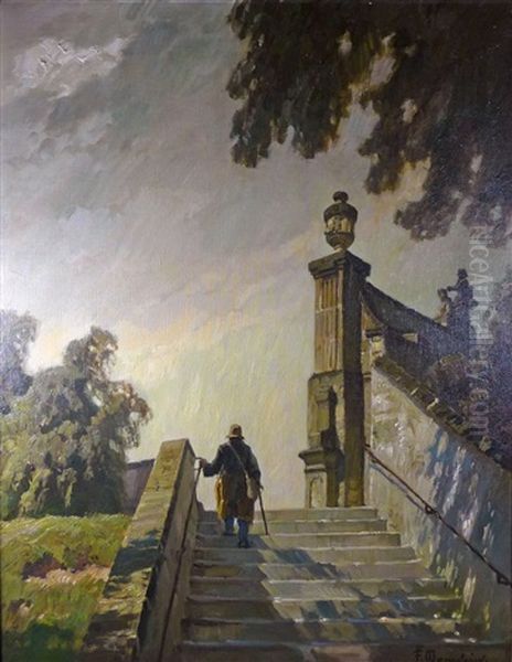Die Treppe Am Katzenberg Oil Painting by Fritz Bayerlein