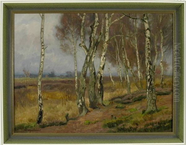 Birken Am Rande Einer Moorlandschaft Oil Painting by Fritz Bayerlein