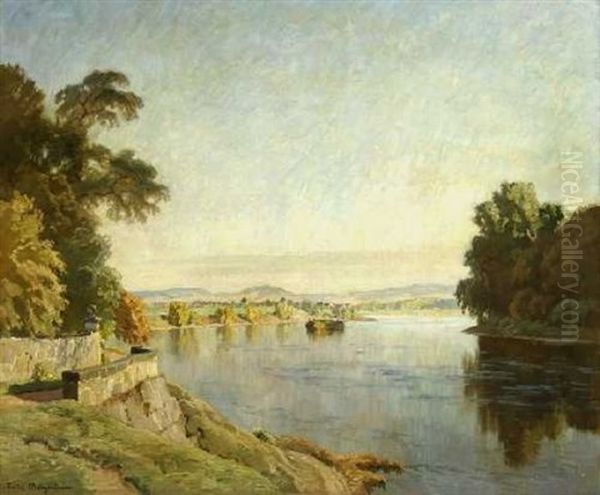 An Der Elbe Oil Painting by Fritz Bayerlein