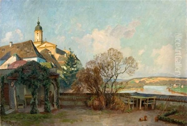 Neuburg An Der Donau Mit Peterskirche Oil Painting by Fritz Bayerlein