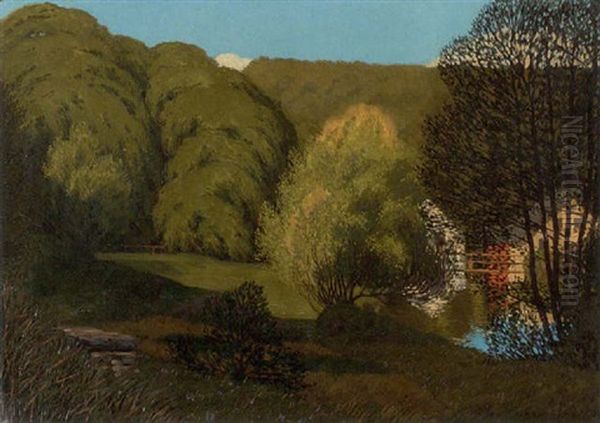 Park Mit Teich Oil Painting by Fritz Bayerlein