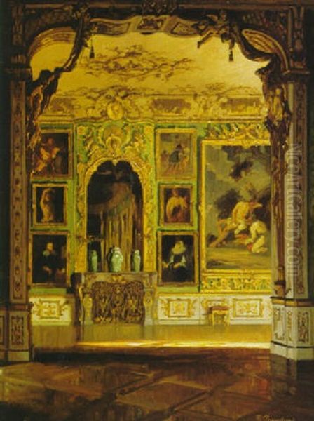 Interior Of The Residenz, Munich Oil Painting by Fritz Bayerlein