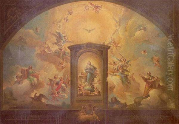 Projet Pour La Fresque Ornant La Paroi De L'autel De La Chappelle Royale D'aranjuez Oil Painting by D. Francisco Bayeu y Subias