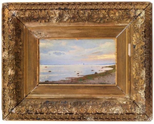 Coastal View  (+ Woman In A Moonlit Landscape (study); Verso) Oil Painting by Nikolai Nikolaevich Bazhin