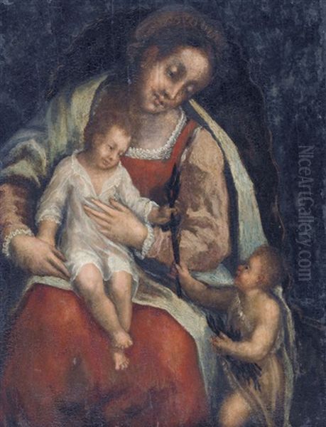 Madonna Mit Kind Und Johannesknabe Oil Painting by Sodoma