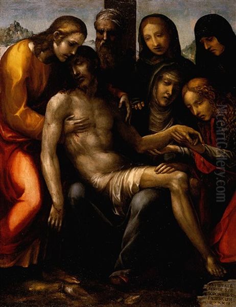 Pieta Oil Painting by Giovanni Antonio (il Sodoma) Bazzi