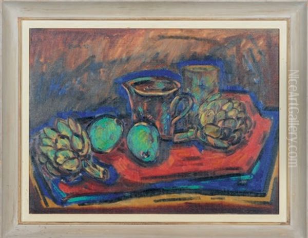 The Red Table Oil Painting by Donald Bear