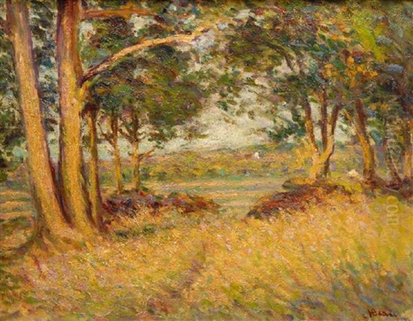 Bluhende Wiese Mit Baumen Oil Painting by Henri Beau