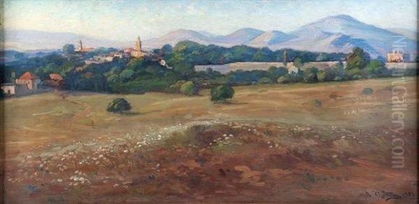 Village Dans La Vallee En Kabylie Oil Painting by Romeo Charles Aglietti