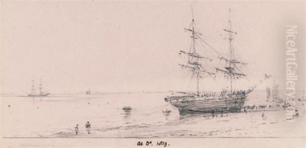 A Collier On The Beach At Brighton Oil Painting by Agostino Aglio