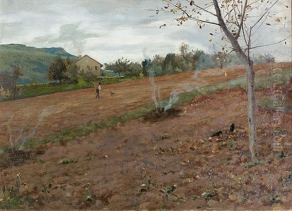 Spatherbstliche Stimmung Auf Dem Acker Oil Painting by Gustave de Beaumont