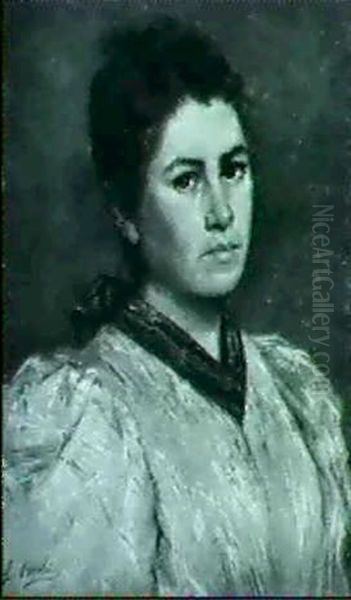 Brustbild Einer Frau En Face Oil Painting by Luigi Bechi