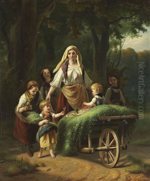 Die Heimkehr Aus Dem Walde Oil Painting by Jakob (von Worms) Becker
