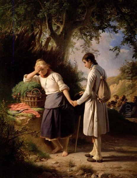 Wanderer Am Wegesrand Oil Painting by Jakob (von Worms) Becker