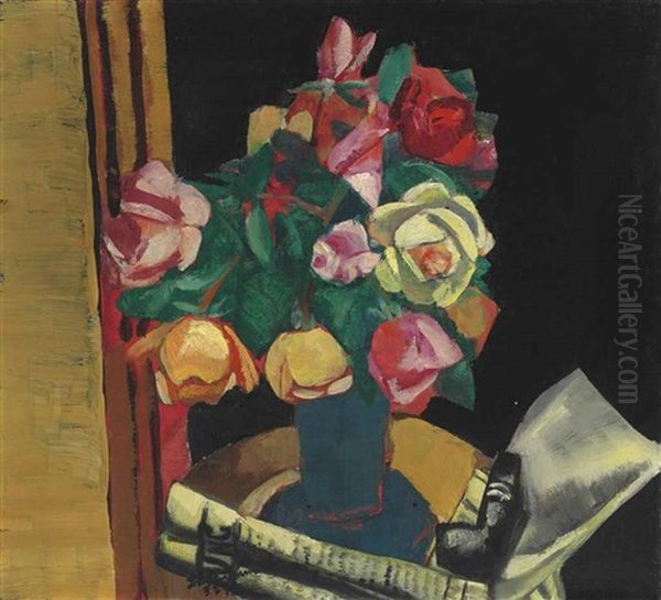 Stilleben Mit Rosen Oil Painting by Max Beckmann