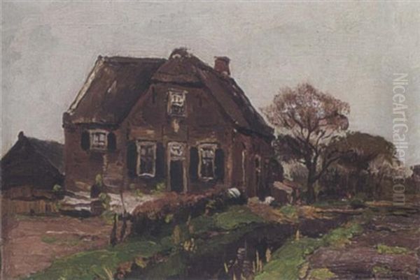 Oude Pastorie Te Kortenhoef Oil Painting by Bernardus Antonie Van Beek