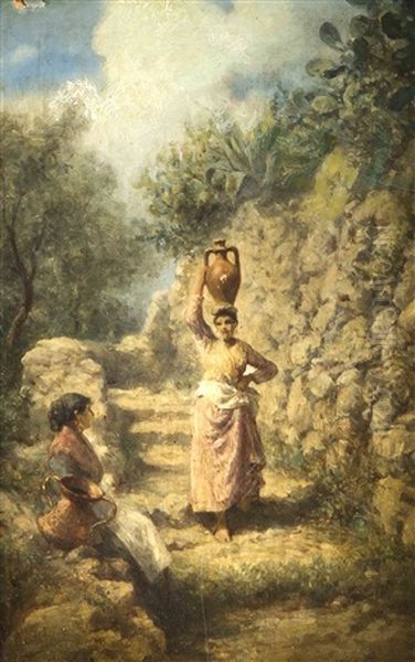 Italienische Wassertragerinnen Oil Painting by Wilhelm Amandus Beer