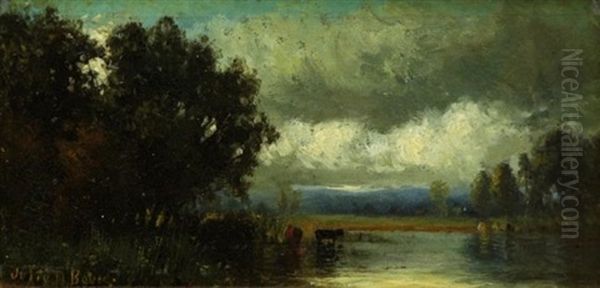 Landscape With Cattle Oil Painting by Julie Hart Beers