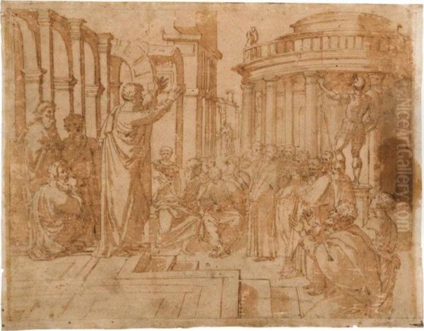La Predica Di San Paolo Da Raffaello Oil Painting by Livio Agresti