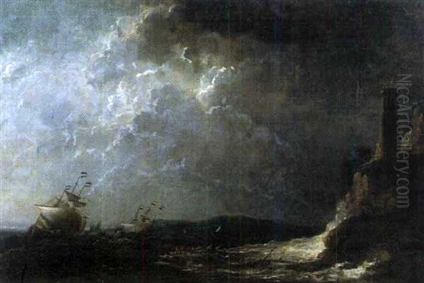 Marine (+ Another; Pair) Oil Painting by Jan Abrahamsz. Beerstraten