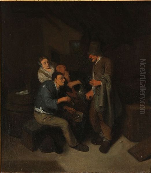 Interior Tavern Scene With Peasants Making Merry Oil Painting by Cornelis Pietersz Bega