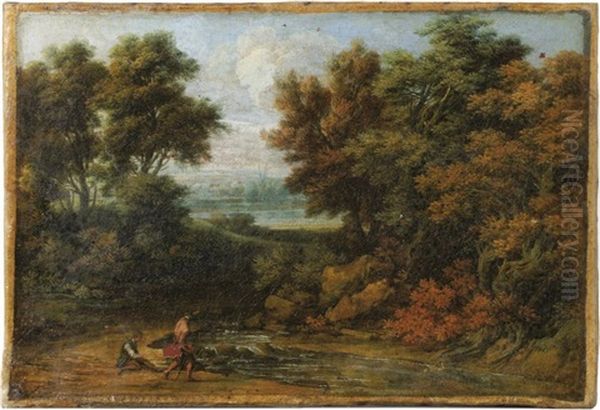 Zwei Angler An Einem Bach Oil Painting by Joachim-Franz Beich