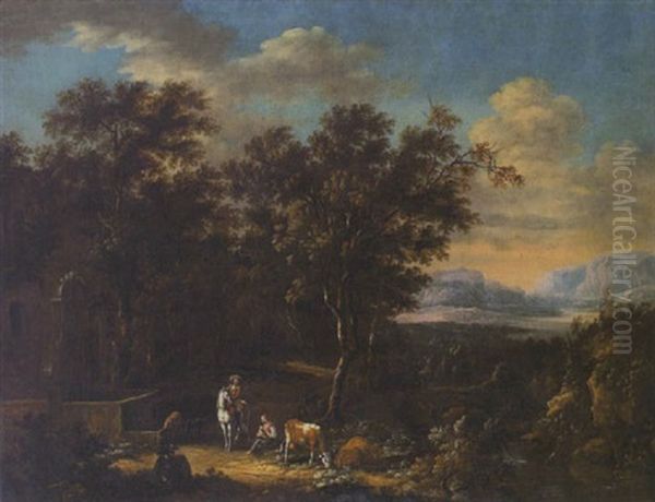 Waldlandschaft Mit Einer Brunnenanlage Oil Painting by Joachim-Franz Beich
