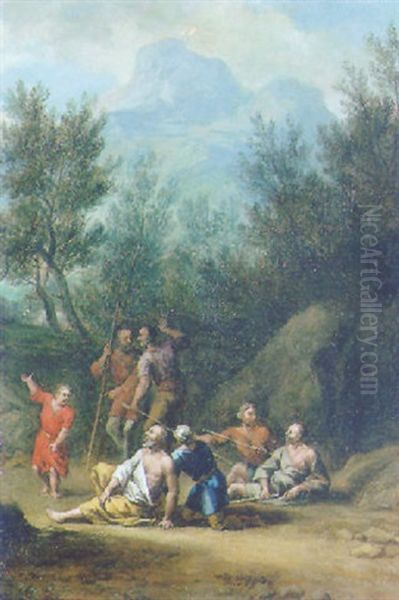 Hirtengruppe Auf Einer Waldlichtung Oil Painting by Joachim Franz Beich