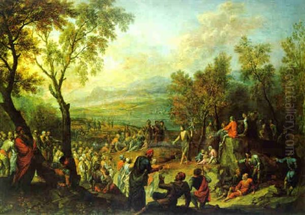Weite Bewaldete Landschaft Mit Der Predigt Johannes Des Taufers Oil Painting by Joachim Franz Beich