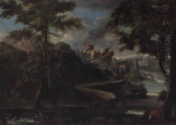Joseph And His Brethren At A Well Oil Painting by Joachim-Franz Beich