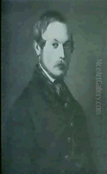 Portrait Of A Gentleman, Half Length Oil Painting by Carl Beihr