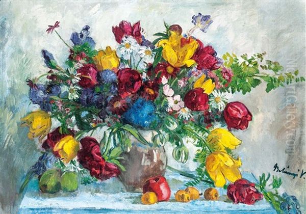 Colorful Spring Bouquet Oil Painting by Victor Belanyi