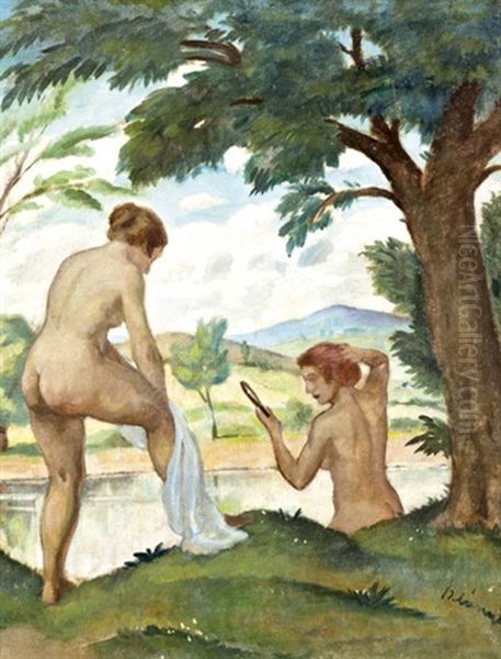 Furdozok Oil Painting by Victor Belanyi