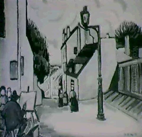 Le Peintre A Montmartre Oil Painting by Pierre De Belay