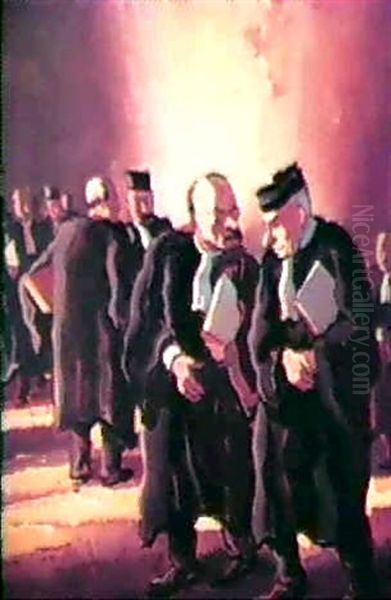 Scene De Palais: La Galerie Marchande Oil Painting by Pierre De Belay