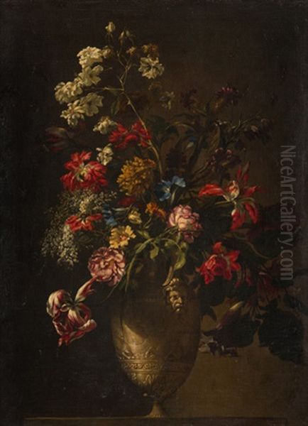 Flores En Un Jarron De Bronce Oil Painting by Jean-Baptiste Belin de Fontenay the Elder